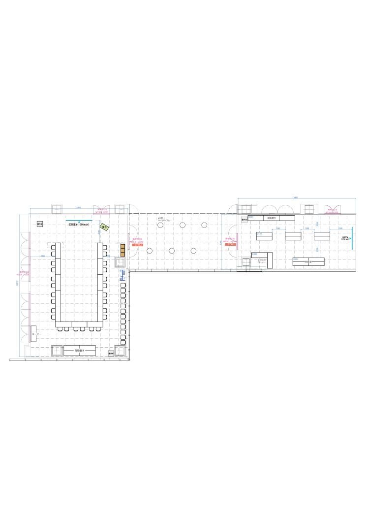 Link Room2,3 コの字＋Dialogue Room1_Cross Lounge 立食