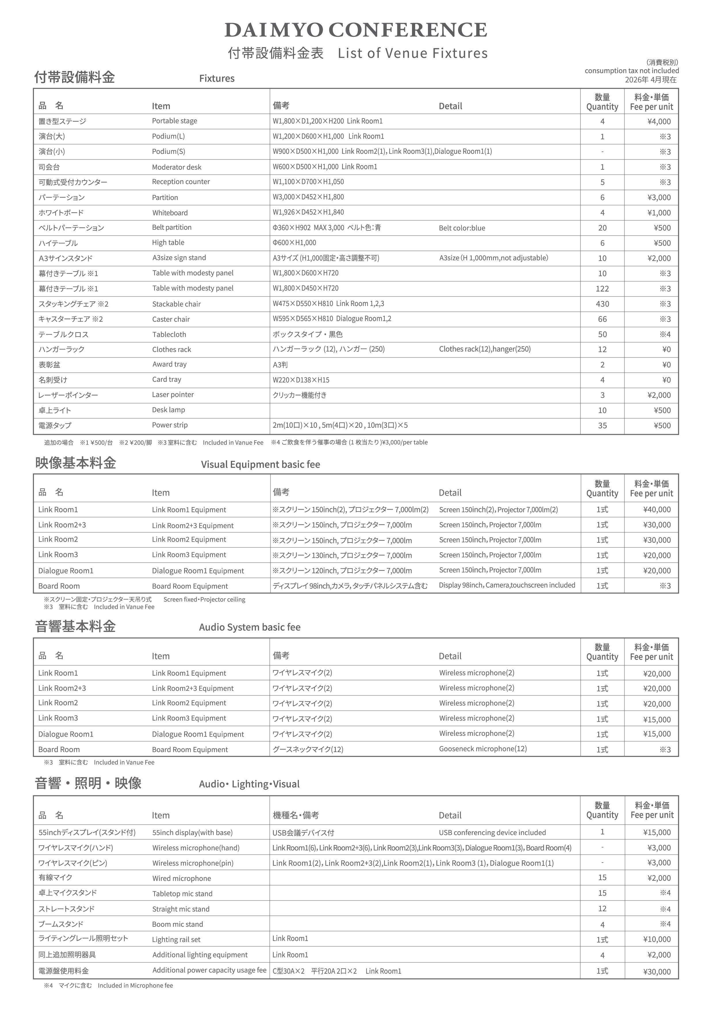付帯設備料金表_2026年4月21日以降